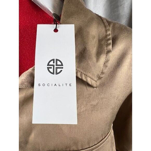 Socialite Dress Large Cocoa Womens Button Down Short Sleeve Dress - Picture 4 of 8